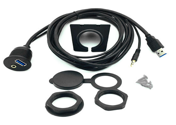 China Painel de controle de veículos USB Cable de dados USB 3.0 e 3.5 mm Aux Port Socket UV Resistente fornecedor