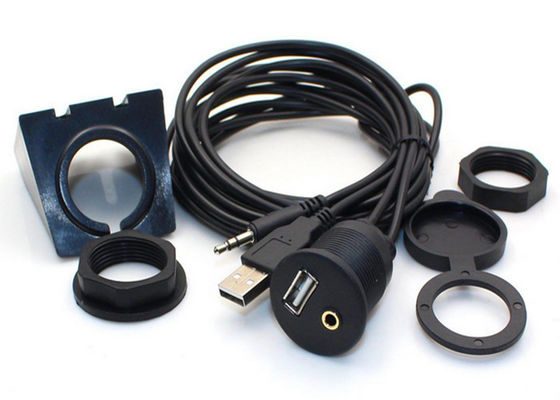 Cabo de áudio de carro preto 3.5 mm AUX Mount de extensão com bracket de montagem Dash fornecedor