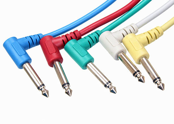 Cabos audiovisuais coloridos de 6 peças, cabo para guitarra elétrica 90 graus 6,35mm fornecedor